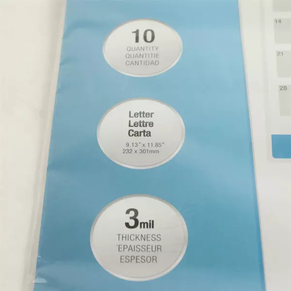 Fellowes Self-Adhesive Sheets, Letter Size, 3 mil, 10 Pack (CRC52215), Clear New