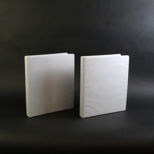 Lot of 2 Unbranded White 3 Ring 1 Inch Durable View Binders with Pockets