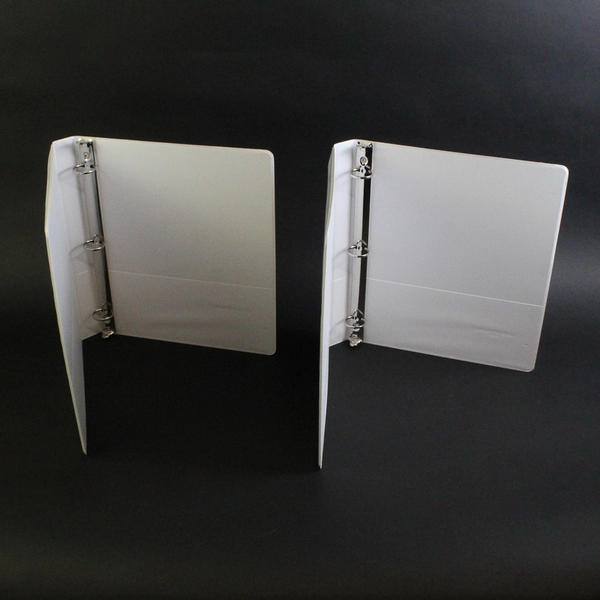 Lot of 2 Unbranded White 3 Ring 1 Inch Durable View Binders with Pockets