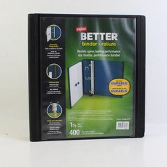 Staples Better Binder View 1.5 Inch D Ring Binder Black 400 Sheet Capacity