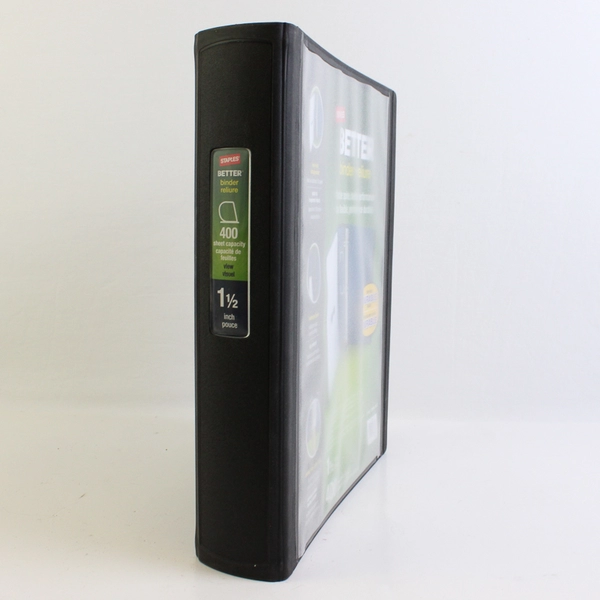 Staples Better Binder View 1.5 Inch D Ring Binder Black 400 Sheet Capacity