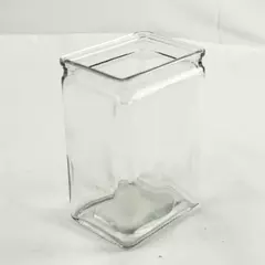 Clear Glass Cube Vase 3 x 3.75 x 6 in Modern Square Tabletop Decor