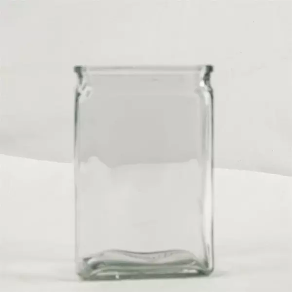 Clear Glass Cube Vase 3 x 3.75 x 6 in Modern Square Tabletop Decor