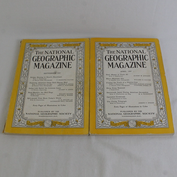 Vintage Lot of 2 National Geographic Magazines April & September 1947