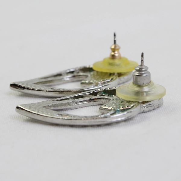 VTG Sparkly Pink Enamel Silver-Tone Heart Shape Stud Earrings