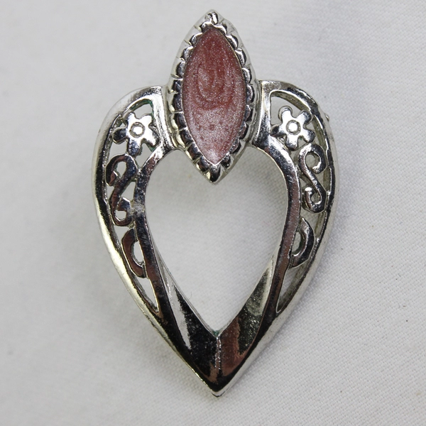 VTG Sparkly Pink Enamel Silver-Tone Heart Shape Stud Earrings