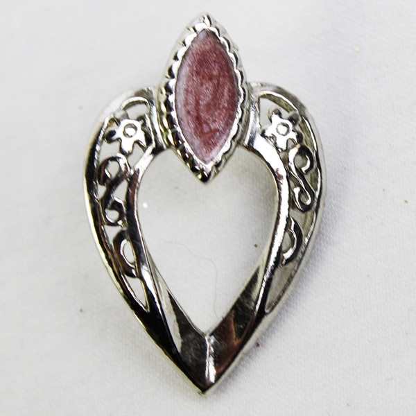 VTG Sparkly Pink Enamel Silver-Tone Heart Shape Stud Earrings