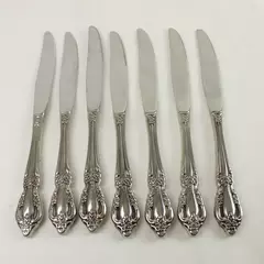 Set of 7 Oneida Raphael Stainless Hollow Handle Modern Dinner Knives 