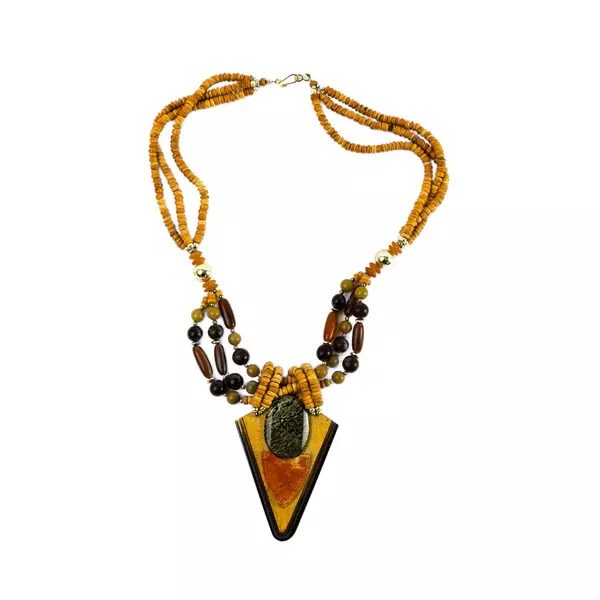 Lee Sands Multi-strand Necklace with Arrowhead Shaped Pendant with Stones