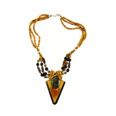 Lee Sands Multi-strand Necklace with Arrowhead Shaped Pendant with Stones
