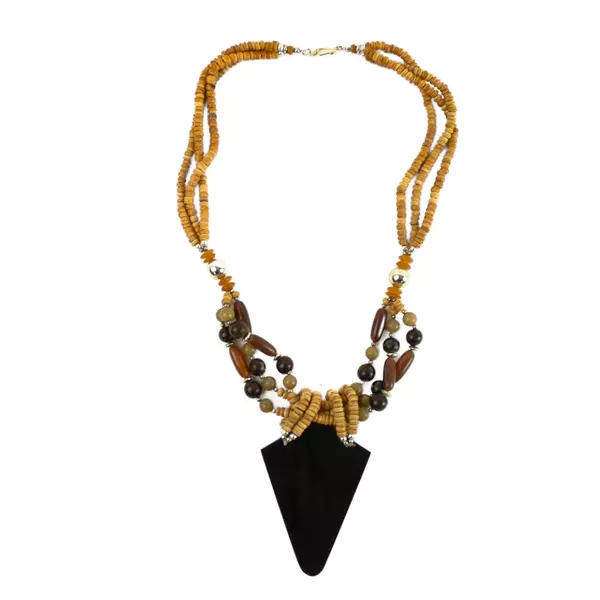 Lee Sands Multi-strand Necklace with Arrowhead Shaped Pendant with Stones