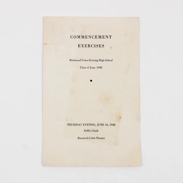 1948 Commencement Program Richmond Union Evening High School California 