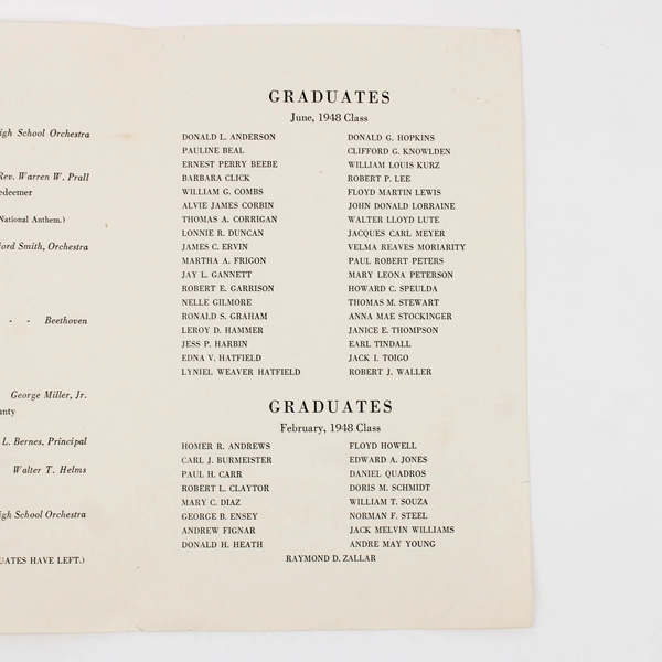 1948 Commencement Program Richmond Union Evening High School California 
