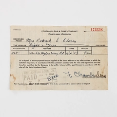 1943 Portland Gas & Coke Company Installation Receipt Mrs RS Clancy Oregon
