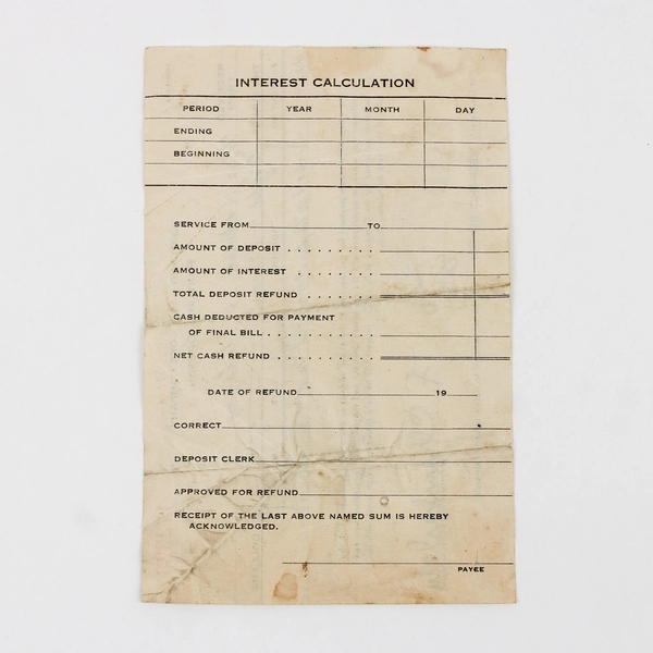 1943 Portland Gas & Coke Company Installation Receipt Mrs RS Clancy Oregon