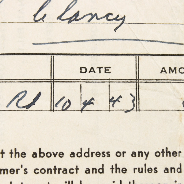 1943 Portland Gas & Coke Company Installation Receipt Mrs RS Clancy Oregon