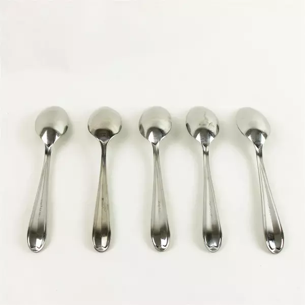 Lot of 5 Oneida Silver Wagner Pattern 18/10 Stainless Oval Shaped Soup Spoons 7"