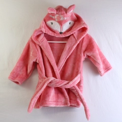 Hudson Baby Girl 0-9 Months Plush Pink Fox Animal Face Bathrobe
