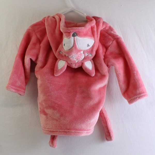 Hudson Baby Girl 0-9 Months Plush Pink Fox Animal Face Bathrobe