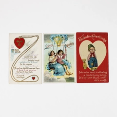 Lot Of 3 Vintage 1910s Valentine Postcards Sent To Glen Slentz Troy Idaho