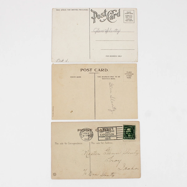 Lot Of 3 Vintage 1910s Valentine Postcards Sent To Glen Slentz Troy Idaho