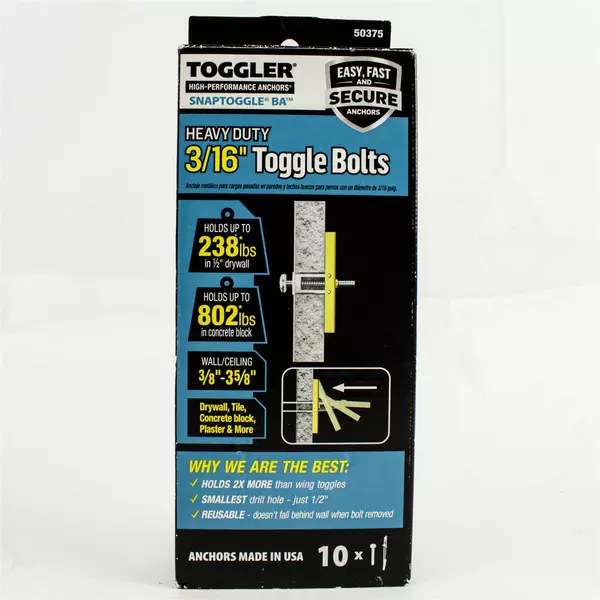 SNAPTOGGLE Heavy-Duty Drywall Toggle Bolt 3/16" Anchor PARTIAL SET 4pcs