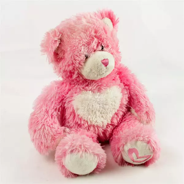 Build-A-Bear Pink White Heart Plush 16in Stuffed Animal