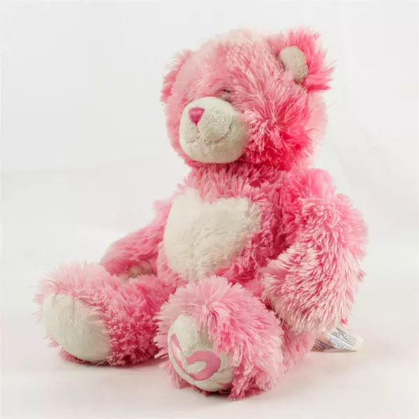 Build-A-Bear Pink White Heart Plush 16in Stuffed Animal