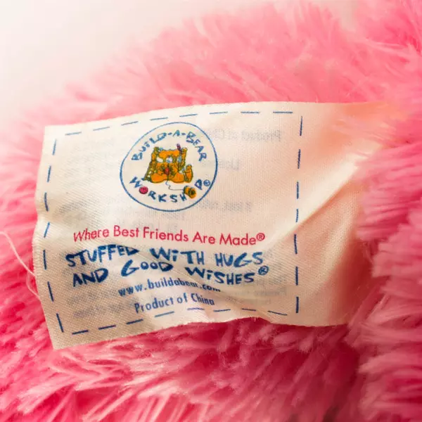 Build-A-Bear Pink White Heart Plush 16in Stuffed Animal