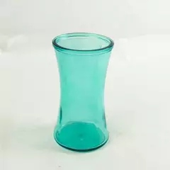 Vintage Blenko Hand-Blown Glass Vase Blue-Green Mid-Century 8 in