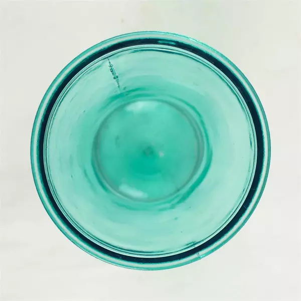 Vintage Blenko Hand-Blown Glass Vase Blue-Green Mid-Century 8 in