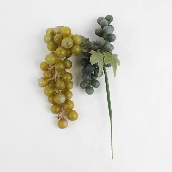 Lot of 6 Artificial Fruit Plastic Grape Clusters - Green, Purple, Blue 