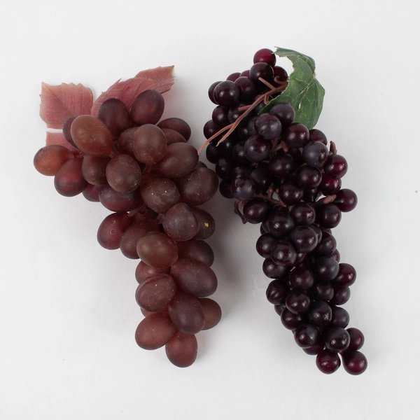 Lot of 6 Artificial Fruit Plastic Grape Clusters - Green, Purple, Blue 