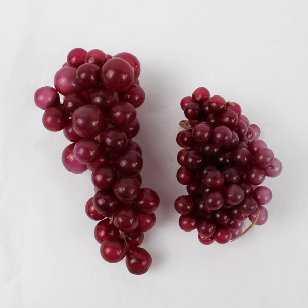 Lot of 6 Artificial Fruit Plastic Grape Clusters - Green, Purple, Blue 