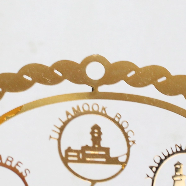 Oregon Coast Lighthouses Ornament Gold Colored Brass 3D in Box