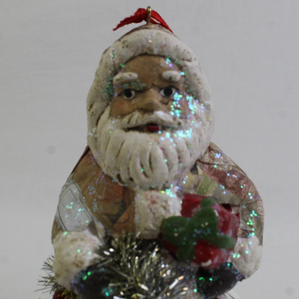 St. Nicholas/Santa Hanging Ornament with Tinsel, SPC Brand DOU/495 with Tag