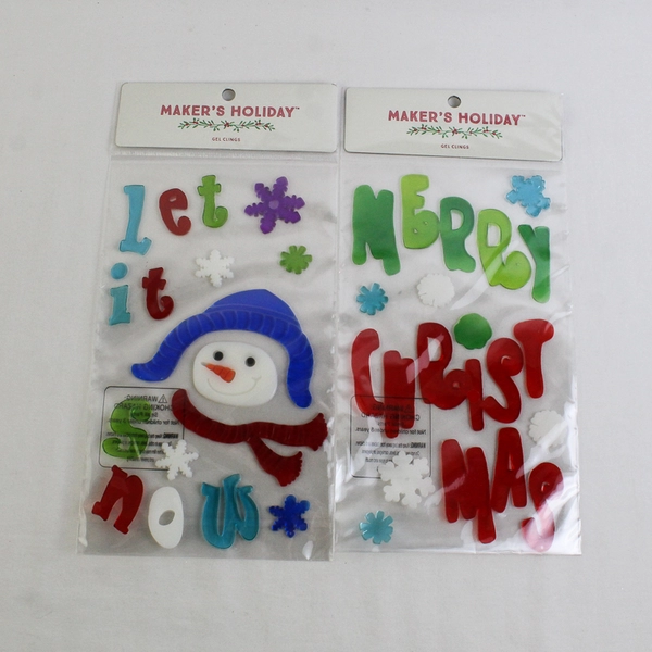 Lot of 4 Maker's Holiday Window Gel Clings Christmas Decor, New