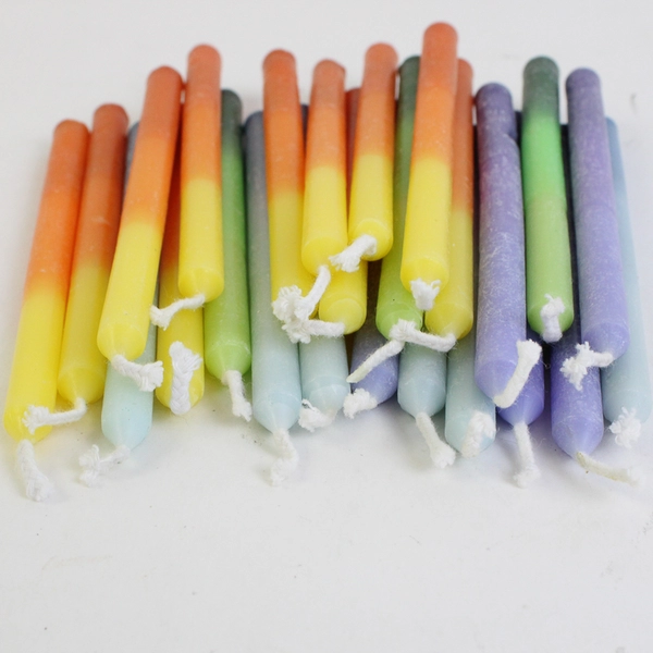 Lot of 24 Slim Multicolored Candles 4.5" Tall