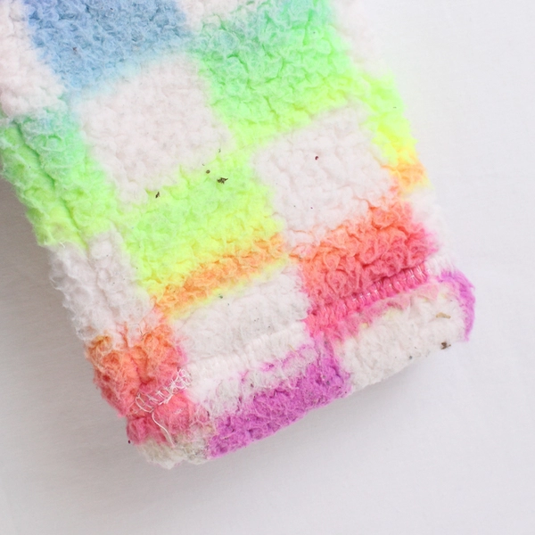 Place Juniors L 10-12 Rainbow Checkered Sherpa Pullover Hoodie Sweater