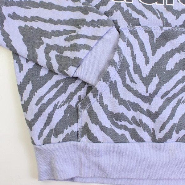 Adidas Juniors M (10-12) Lilac Zebra Print Logo Pullover Hoodie Sweatshirt