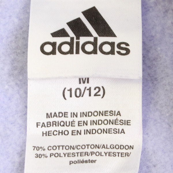 Adidas Juniors M (10-12) Lilac Zebra Print Logo Pullover Hoodie Sweatshirt