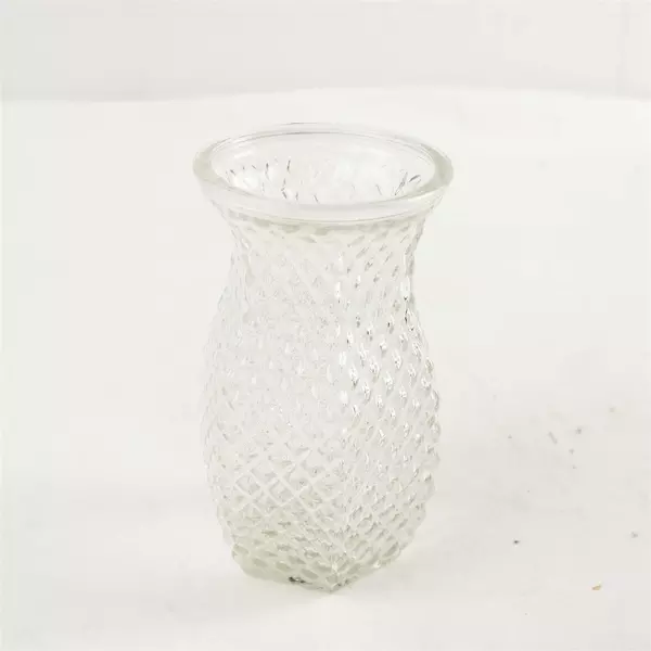 Vintage Hoosier Glass 5.5" Diamond Point 6-Sided Vase #4071 Collectible