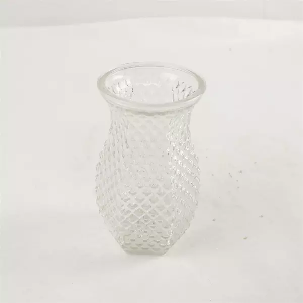 Vintage Hoosier Glass 5.5" Diamond Point 6-Sided Vase #4071 Collectible