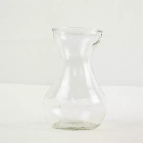 Clear Glass Hourglass Vase 5.75 in Small Tabletop Decorative Bud Vase