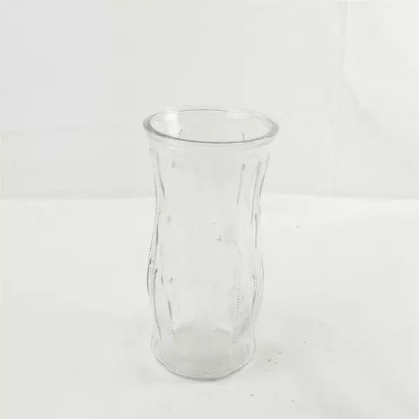 Vintage Brody Co Clear Etched Glass Feather Wheat Stalk Vase