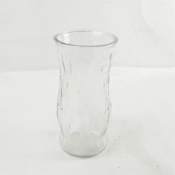 Vintage Brody Co Clear Etched Glass Feather Wheat Stalk Vase