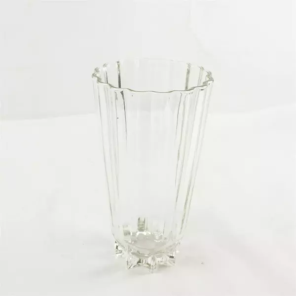 Clear Glass Vase 10" Heavy Flared Rim Faceted Base