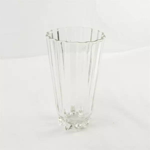 Clear Glass Vase 10" Heavy Flared Rim Faceted Base