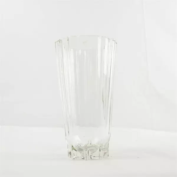 Clear Glass Vase 10" Heavy Flared Rim Faceted Base
