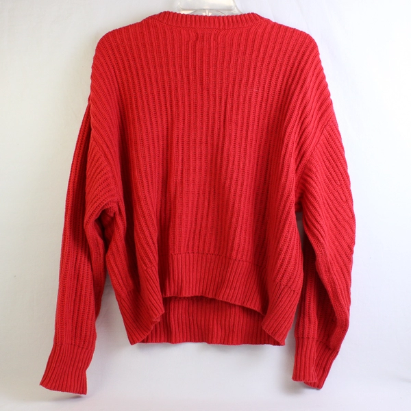 A New Day Bright Red Crew Neck Knit Sweater Women's Size Large